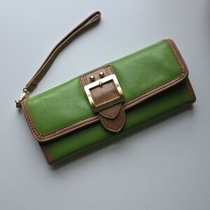 Green and Brown Women's Clutch Wallet Wristlet